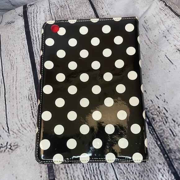 Kate Spade Le Pavillion iPad Mini folio case black white red polka dots - Picture 2 of 3